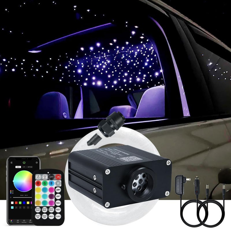 AKEPO 16W Twinkle APP Fiber Optic Starlight Headliner Lights Kit, 650pcs 13.1ft/4m 0.03in Optical Fiber Star Music Activated RGBW Ceiling Light Kit for Car Headliner Star/Home - Image 1